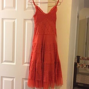 Orange summer dress. Adjustable straps.